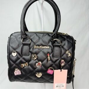 Juicy Couture Black Quilted Satchel with Charms